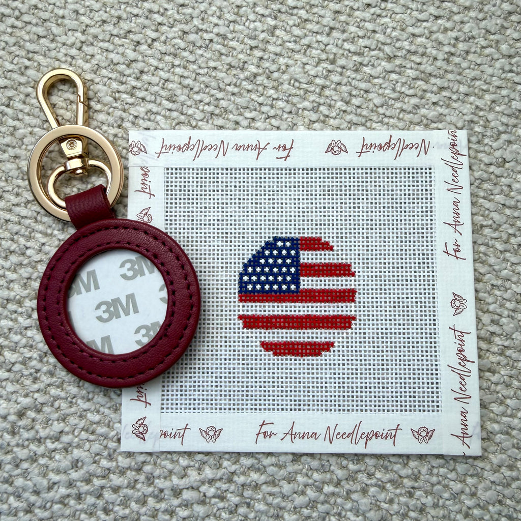 American Flag Mini Circle Key Fob Self Finishing