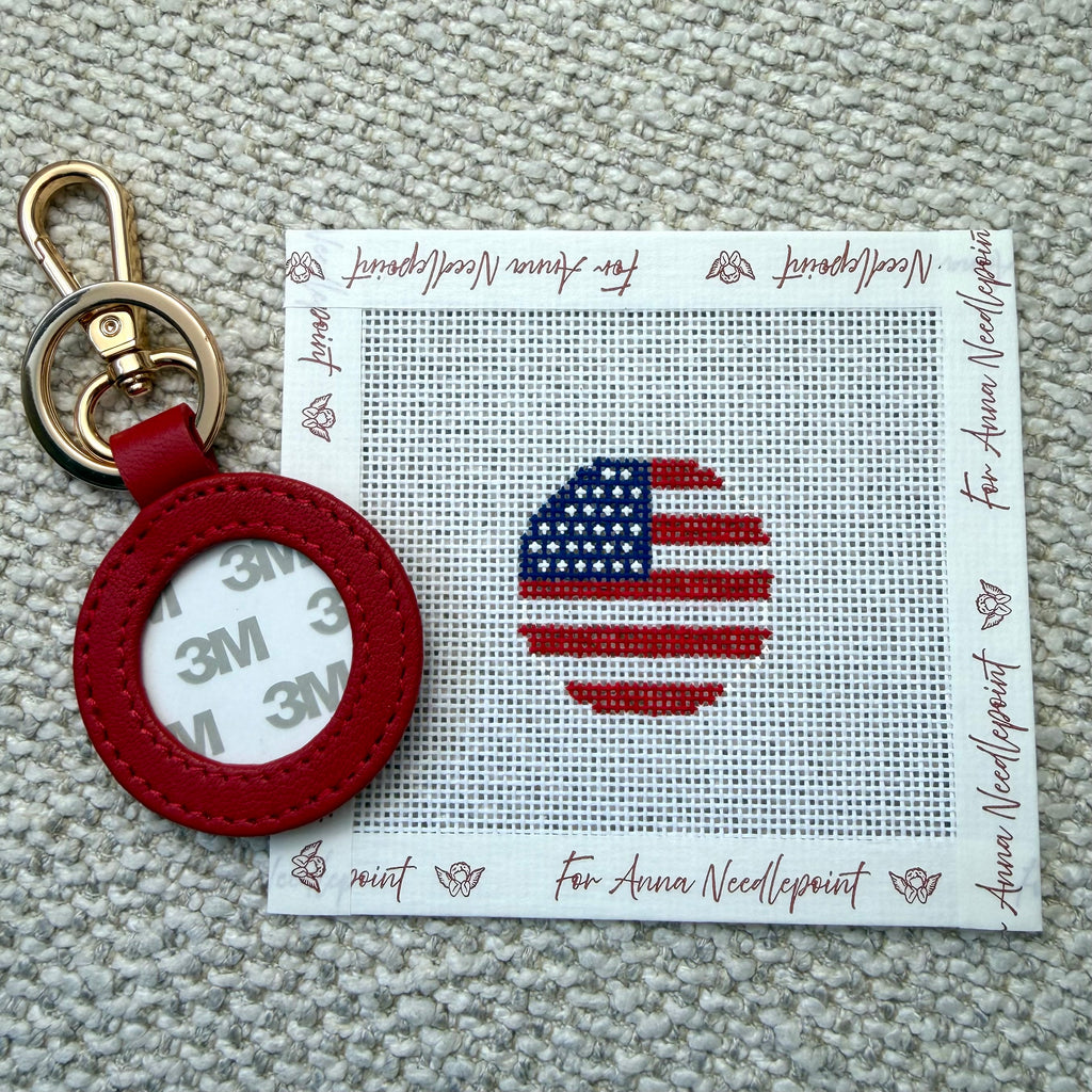 American Flag Mini Circle Key Fob Self Finishing