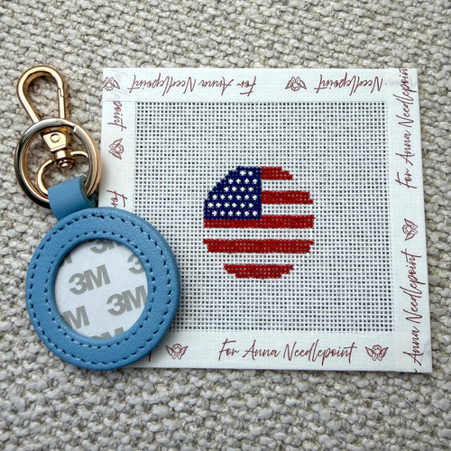 American Flag Mini Circle Key Fob Self Finishing
