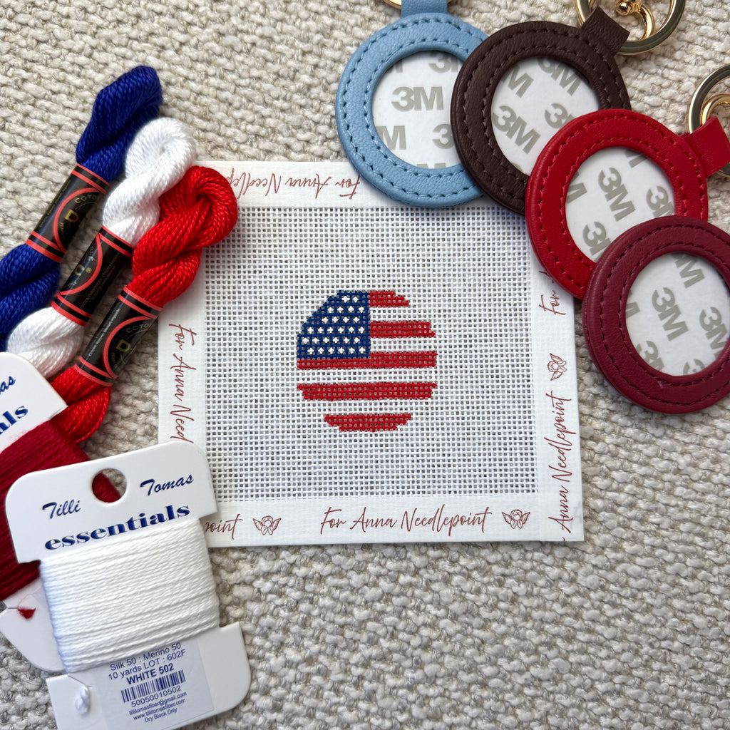 American Flag Mini Circle Key Fob Self Finishing