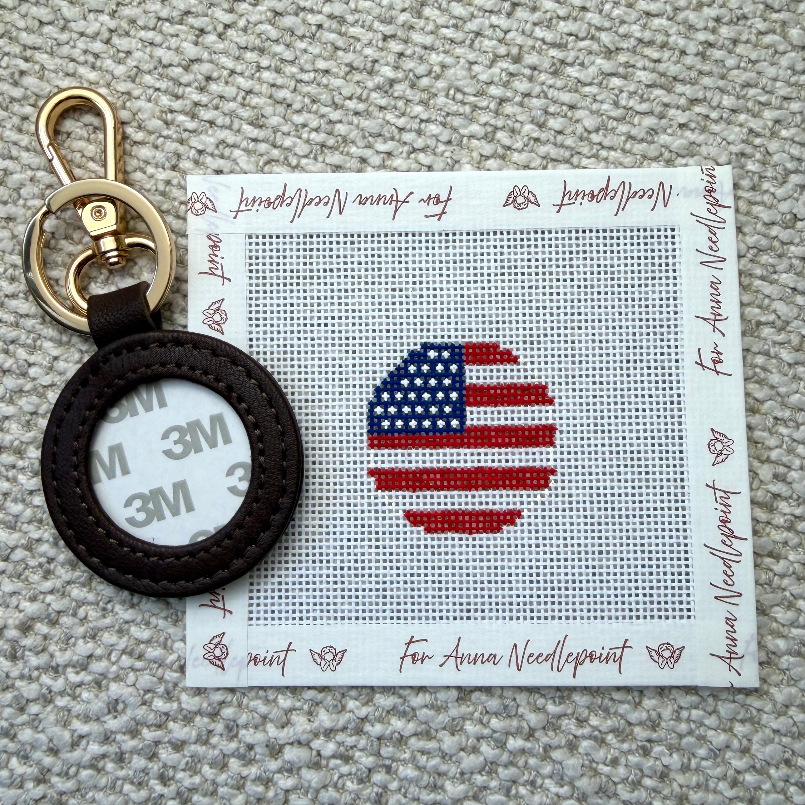 American Flag Mini Circle Key Fob Self Finishing